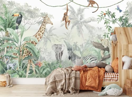 Naturempress Papel Pintado Pared 3D Papel Tapiz Habitación Infantil Animales De La Selva Vivero Fotomurales 3D Tv Fondo Pared Dormitorio Murales Papel Tapiz Moderno