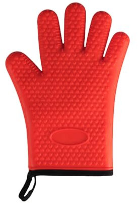 AOGATO presine da cucina Gel Di Silice Guanti Resistenti Ad Alta Temperatura Cucina Forno Non Slip Forno Guanti Strumenti-rosso