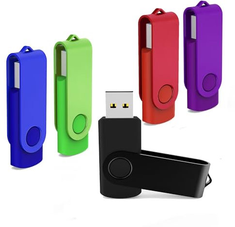5 Pezzi Chiavetta USB Pendrive 16GB MAKACTUA USB 2.0 girevole per archiviazione dati pen drive Nero,Nero