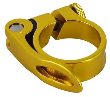 Sattelklemme Aluminiumlegierung Fahrradsattelrohrklemme Schnellspanner Mountainbike MTB Rennrad Sattelstützenklemme 28,6/31,8/34,9 mm Sattelklemme (Color : C68 Gold 34.9mm)