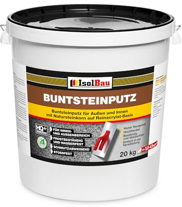 Isolbau BP40 Enduit de peinture pour extérieur et intérieur (marron, blanc, jaune) 20 kg – Enduit mosaïque résistant au gel, imperméable et résistant aux chocs
