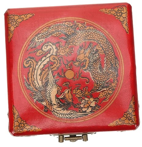 VILLFUL Caja Joyero Antiguo Organizador De Joyas para Chino Cajitas Cofre del Vintage Baratijas Japonesas Joyería Contenedor De Anillos Retro De Madera Rojo