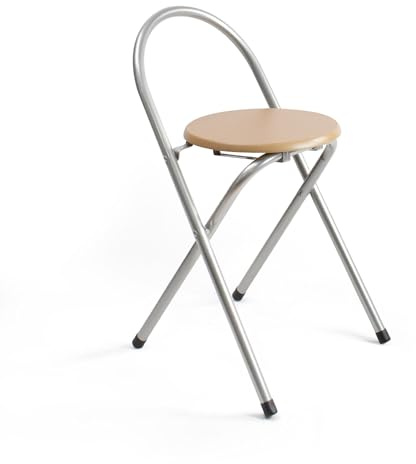 THE SECRET HOME - Silla Plegable con Respaldo - Sillas Plegable de Metal y Madera - Decoración para el Hogar - Ideales para Cocina (Alto. 69 cm x Largo. 39 cm - Madera Natural)