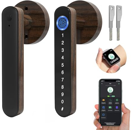 Fingerabdruck-Türknaufschloss, [2024 verbesserte Version] schlüsselloses Türschloss mit Tastaturgriff, intelligenter elektronischer biometrischer Sicherheitscode, Türschloss für Schlafzimmer,