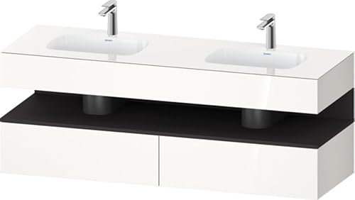 Duravit Qatego lavabo encastré avec meuble sous-lavabo en console, 1600x550x600mm, niche graphite supermat, lavabo double, QA4797080220010, Couleur: blanc