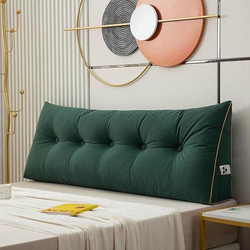 Kissen Bett Rückenkissen Lesekissen für Bett Rückenlehne Kissen mit Tasche Rückenpolster Abnehmbar Bequemes Lendenkissen Sofa Rückenkissen Lendenwirbel-/Rückenstützkissen(Color 10,120x50cm/47x19in)