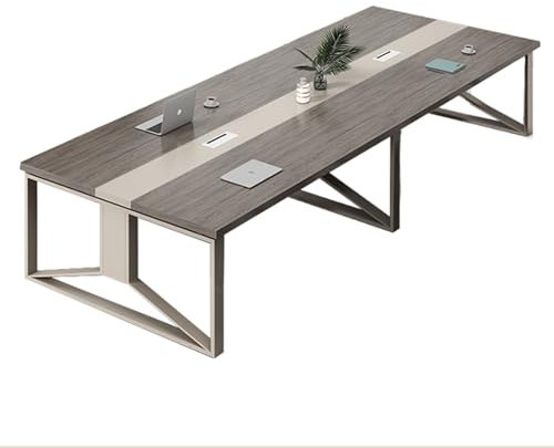 Großer Konferenztisch für Büro, Konferenzraum, 300 x 140 cm (B x T), Schreibtisch mit Metallrahmen, rechteckiger Computertisch, geräumiges und stilvolles Design