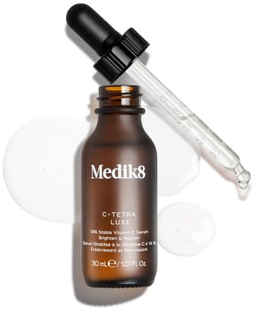 Medik8 C-Tetra Luxe, Lipid-Serum 14% Vitamin C, mehr Ausstrahlung, 30 ml | Vitamin-C-Serum glättet feine Linien und gleicht den Teint aus – antioxidativ und pflegend, für fahle und trockene Haut
