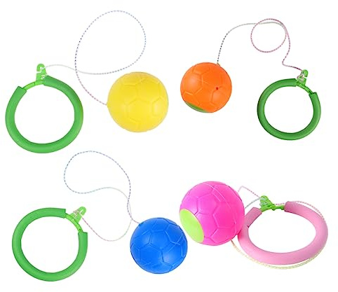 BRIGHTFUFU 4 Stück Knöchel Sprungball Spielzeug Für Kinder Hüpfspiel Mit Seil Fördert Koordination Und Motorik Für Drinnen Und Draußen Leichtes Sicheres Material