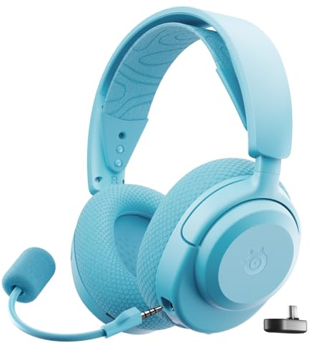 SteelSeries Casque Arctis Nova 3X Wireless - Appli Mobile Companion - Batterie 40h - Haut-parleurs magnétiques en néodyme - 2,4 GHz/Bluetooth - Micro détachable - Xbox, PS5, PC, Switch, Mobile -Aqua