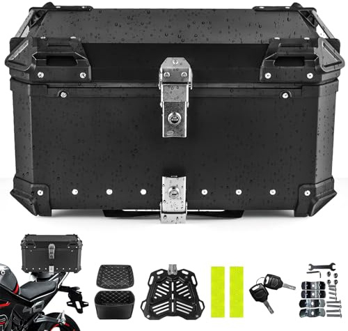 Bauletto per motocicletta in alluminio, Dual Key Storage, impermeabile, antifurto, valigetta nera per caschi e attrezzature da equitazione