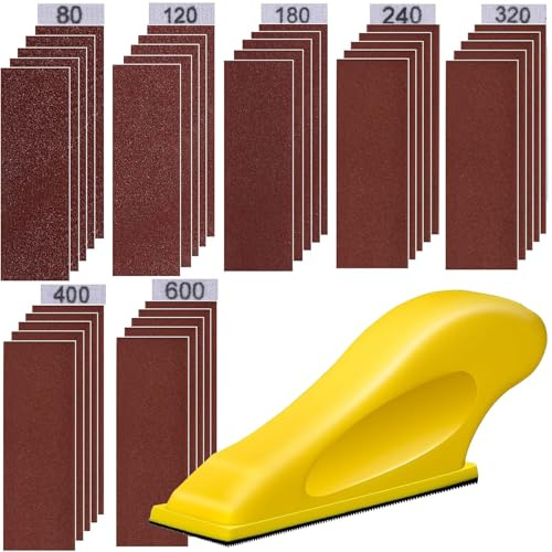 Schleifpapier Holz Set Sandpapier Fein Schmirgelpapier mit HandSchleifklotz