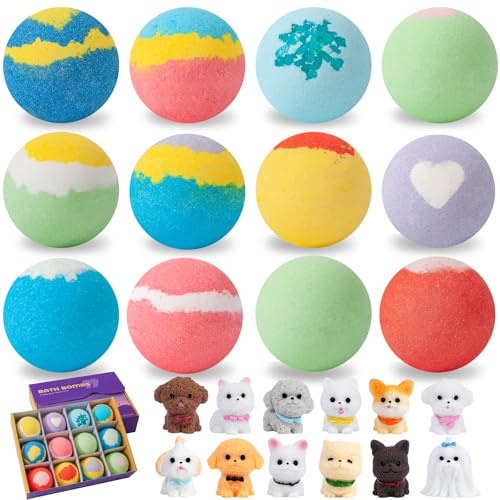 Bombas de Baño HeaoHao, 12 Piezas con Juguetes Sorpresa, Orgánicas y Burbujeantes, Regalos para Niños y Niñas de 4 a 15 Años