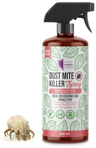 Dust Mite Killer 200ml – Plant-Based Formula for Bedding, Mattress & Upholstery – Non-Staining, Quick Action Household Treatment – Effective Indoor Dust Mite Control for Home & Bedroom Use