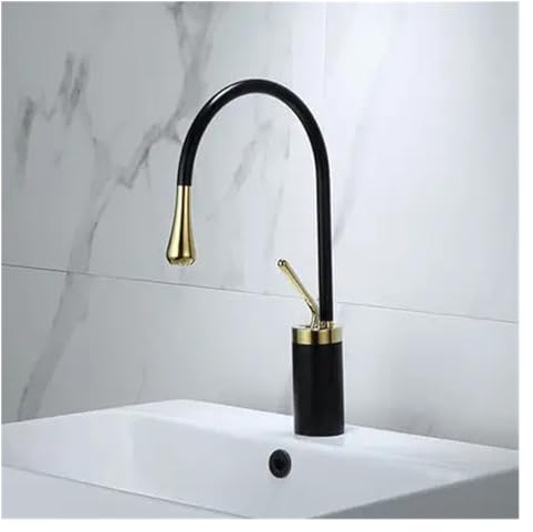 YCVAWEOD Black Gold Kitchen Sink Faucet Swivel Brass Basin Tap Hot & Cold Water Mixer Modern Bathroom Sink Faucet Durable Kitchen Water Tap Stylish Sink Fixture LWX