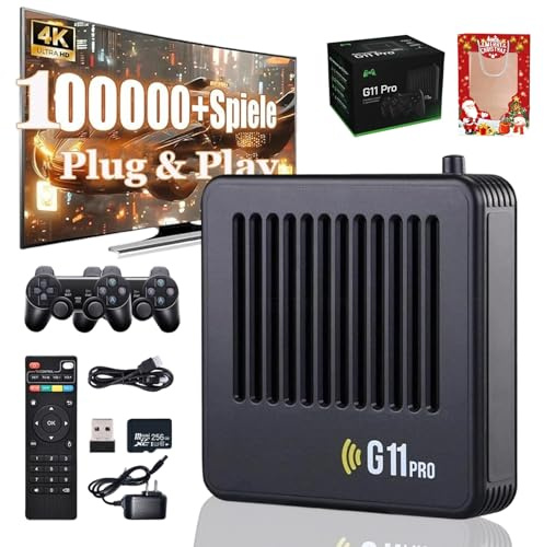 Retrowave G11 Pro 100000 Spiele, 4k HD Retro Konsole - Das Original, Retro Spielekonsole, 2.4g Wireless Controllern, Portable Plug and Play Gaming Konsole Gift für Männer,Ehemann (256GB,2 Gamepad)