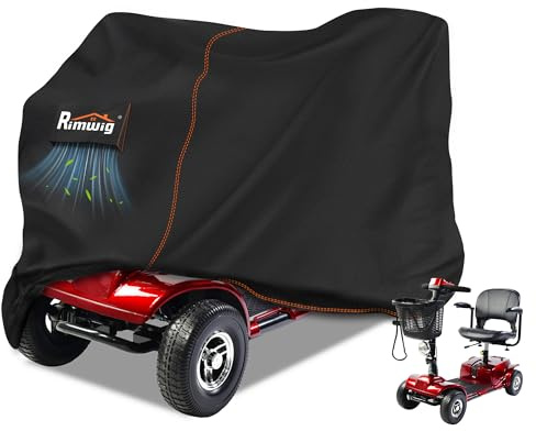 Rimwig Mobility Scooter Cover Waterproof,Outdoor Wheelchair Storage Cover with air vents and drawstring,Fits Most Mobility Scooter(145x70x100cm)