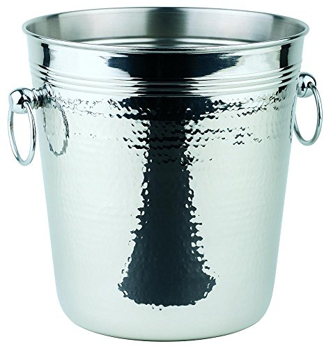 APS 36026 Wein-/Sektkühler, Flaschenkühler, Edelstahl, Hammerschlagoptik, 2 Massive Ring-Griffe, 4 Liter