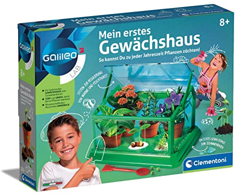 Clementoni 69490 Galileo Science Mi primer invernadero y semillas para minijardineros y botánicos en ciernes, juguete para niños a partir de 8 años