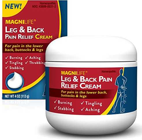 MagniLife Leg & Back Pain Relief Cream (4 oz), Topical Support for Leg Pain & Lower Back Discomfort, Fast Absorbing, No Residue, Mild Scent, Massage-in Formula