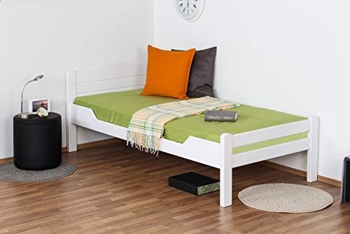 Einzelbett/Gästebett Easy Premium Line K1/ Voll, 90 x 190 Buche weiß lackiert