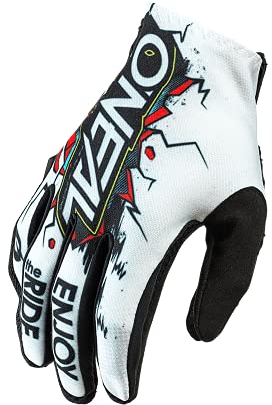 O'NEAL | Guanto da ciclismo e motocross | Bambini | MX MTB DH FR Downhill Freeride | Materiali resistenti e flessibili, palmo ventilato | Matrix Youth Glove Villain | Bianco Multi | Taglia M