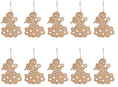 Amosfun 10 Stück Weihnachtsbaumanhänger Engel Holzanhänger Geschenk Anhänger 3D Holz Engel Deko Für Weihnachtsbaum Wohnzimmer Und Festliche Dekoration