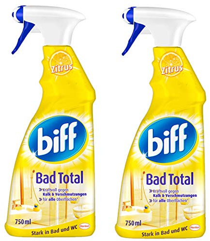 Biff Bad Total Zitrus Badreiniger (für alle Oberflächen) 2er Pack (2 x 750 ml Sprühflasche)