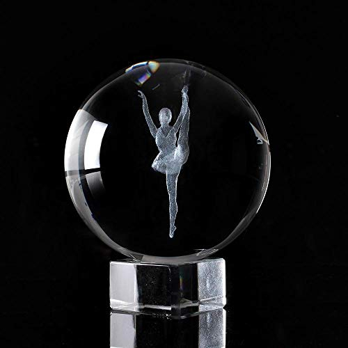 caihuashopping Fotokugel 6/8 cm Klare Kristallkugel 3D Lasergravierte Balletttänzerin Glas Dekorative Kugel Feng Shui Art Decor Zubehör Miniaturen Geschenke Glaskugel Fotografie