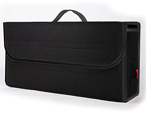 WYYUE Auto Kofferraum Organizer Kofferraumtasche | Faltbare Auto Tasche mit Deckel | rutschfest mit Klett Kofferraumtasche | wasserdichte Autotasche für Unterwegs,Schwarz (groß)