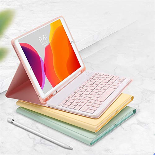 YEEHi iPad 6ª generación, iPad Air 2 Pro 9.7, Lindo Teclado Colorido, Funda de Teclado Bluetooth Desmontable con Soporte para lápiz para iPad 6, iPad 5 (iPad 9.7, Rosa)
