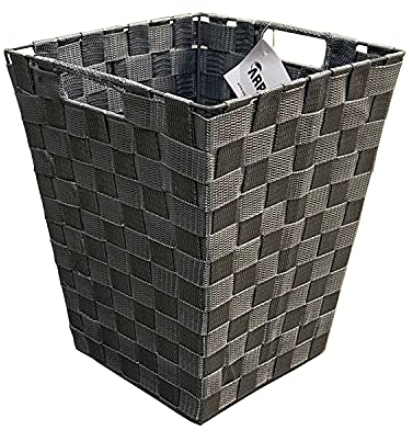 ARPAN Waste Paper Bin Grey Nylon Plastic Strong Square Storage Basket Ideal for Home, Office, Hotels - Versatile wastebasket for garbage and rubbish