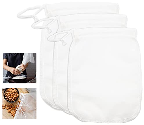 通用 Sacchetto Filtrante Latte vegetale Riutilizzabili lavabile Nylon Maglie fine per latte di noci vegano, latte di mandorle, succo di frutta, caffè, formaggio, vin brulé, 3 Taglie (S M L)