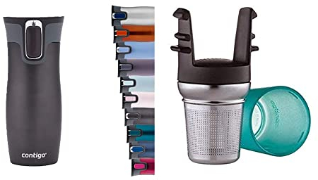 Contigo Vaso Térmico West Loop Autoseal, Termo Café, Taza de Viaje en Acero Inoxidable + Victorinox Dual One Size Afilador de cuchillos fabricado en madera y color negro/rojo