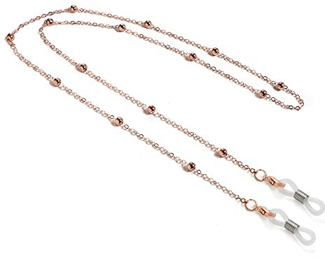 DNLKWGO Metall Brillenkette Lesebrille Retainer Eyewear Lanyard Sonnenbrillenband Halter für Männer Frauen, rose gold, Einheitsgröße