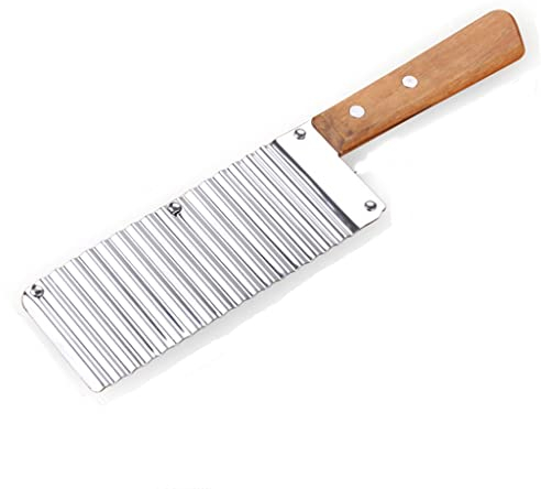 Kartoffelschneider Edelstahl gewellte Holzgriff Kartoffelmesser Pommes Frites Messer Küche Wolf Zahn Kochen Slicer Handgemachte Pommes Frites Schneidemaschine Pommesschneider