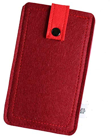Davii Handy Filztasche kompatibel mit Sony Xperia XZ2 Premium / XZ3 / XA2 Plus mit Hülle, Handytasche Einsteck Etui mit Band, Robust, weich, Rundumschutz Rot - Big