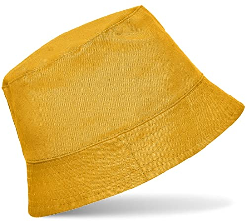 Hatstar Baumwoll Fischerhut mit Krempe | Sonnenhut | Sommerhut | Gartenhut | Anglerhut | für Damen und Herren (Gold/gelb)