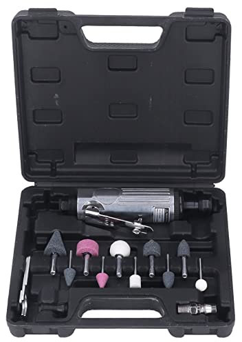 Amoladora De Aire, Kit De Herramientas De Amoladora De Aire De 1/4 Pulgadas 20000 RPM Conjunto De Amoladora De ángulo Recto Neumático Amoladora De ángulo De Aire Herramienta De Pulido De Bloqueo De Ro