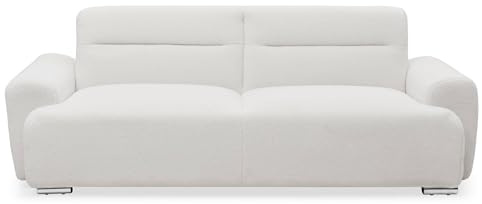Menzzo Canapé-lit clic-clac Lucille 3 Places Tissu Bouclette crème – Convertible lit d’appoint – Accoudoirs Larges – Design Moderne Cosy – L223 x P92 x H80 cm