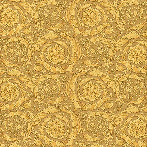 Papier peint baroque intissé or Tapisserie motif or de designer italien Papiers peints élégant pour salon & chambre adulte