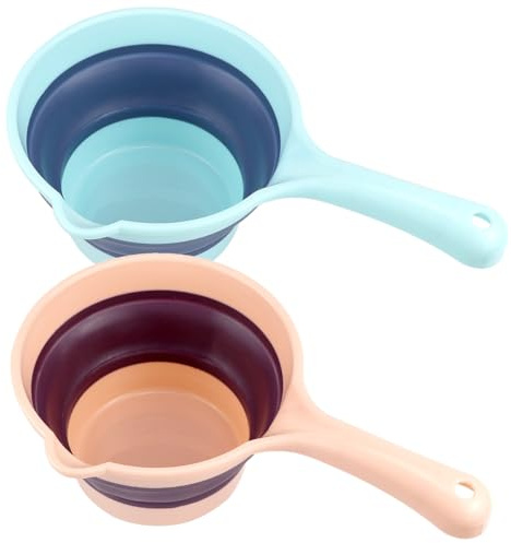 DOERDO 2Pcs Folding Water Ladle Collapsible Scoop Cup Portable Water Spoon for for Kitchen Bathroom Garden, 11x3.5Inch