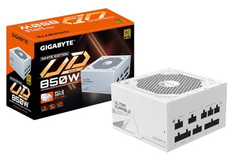 GIGABYTE UD850GM PG5W Netzteil - PCIe 5.0, 80 Plus Gold, Vollmodulares Design, 120-mm-Lüfter, ATX 3.0 kompatibel, EU-Stecker