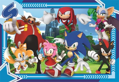 Clementoni- Sonic Supercolor Puzzle-Sonic-300 Pezzi Bambini 9 Anni, Puzzle Cartoni Animati, Made in Italy, Multicolore, 21729