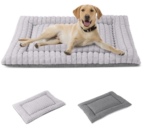 IEUUMLER Hundebett Waschbare Hundematte, Flauschige Weiche und Warme Hundedecke für Unterwegs, Katzenkissen für Große und Kleine Hunde oder Katzen FC014 (Grau, XL(106 * 71cm))