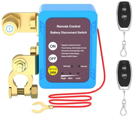 12V 240A Drahtloser Ferngesteuerter Auto Trennschalter, Kill Schalter Automatischer Stromabschaltschalter, Fernbatterie Trennschalter, Fernbedienungsschalter für Auto, LKW, Boot, Trennschalter 12V