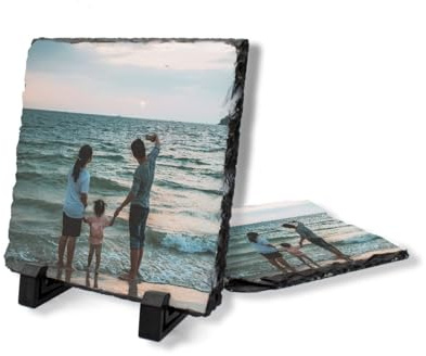 DEREGALOOS Portafotos de Pizarra Personalizado | Marco de Fotos Original | Panel Fotográfico para Portafotos | Incluye Soporte de Plástico | Regalo Personalizado | Hecho en España (Pizarra, 15x15)