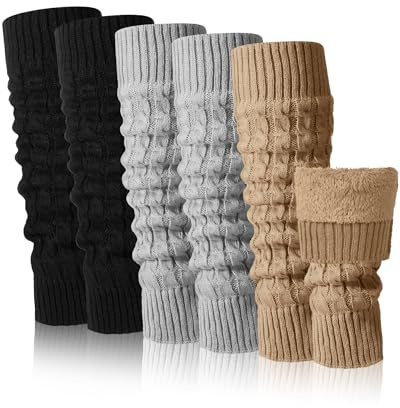 Chuarry 3 Paar Winter-Beinwärmer mit Fleece gefüttert für Damen, Skaten, Beinwärmer, lange Stiefelsocken für Damen, Skaten, jeden Tag