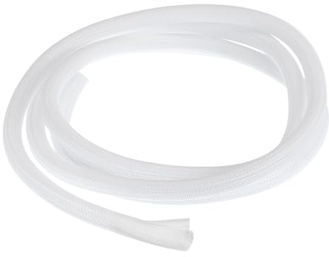 sourcing map Gaine de protection tressée extensible en PET pour gestion des câbles, TV, ordinateur, audio, appareils de bureau à domicile, 2,1 m, blanc