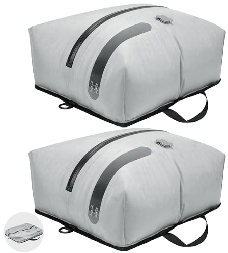 Vakuumbeutel für Kleidung Wiederverwendbar TPU Vakuumierbeutel mit Luftdichtem Ventil Reise Nylon Organizer mit Wasserdichtem Reißverschluss Luftdichte Packwürfel für Koffer (Keine Pumpe)